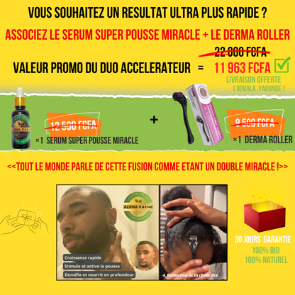 ALPHA ÉBÈNE – KIT ACCÉLÉRATEUR | Sérum Super Pousse + Derma Roller (Copie)