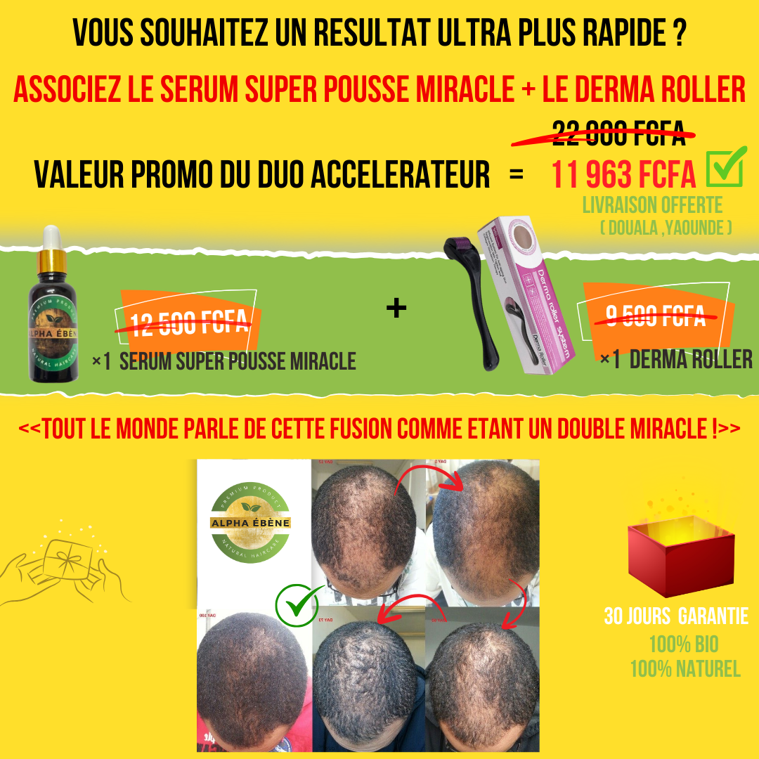 ALPHA ÉBÈNE – KIT ACCÉLÉRATEUR | Sérum Super Pousse + Derma Roller (Copie)
