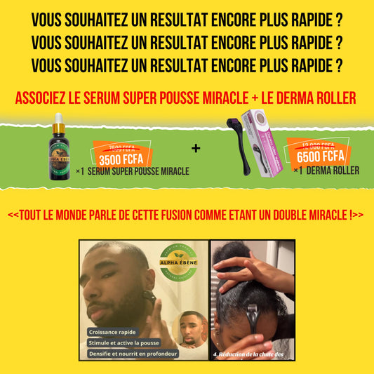 ALPHA ÉBÈNE – KIT ACCÉLÉRATEUR | Sérum Super Pousse + Derma Roller